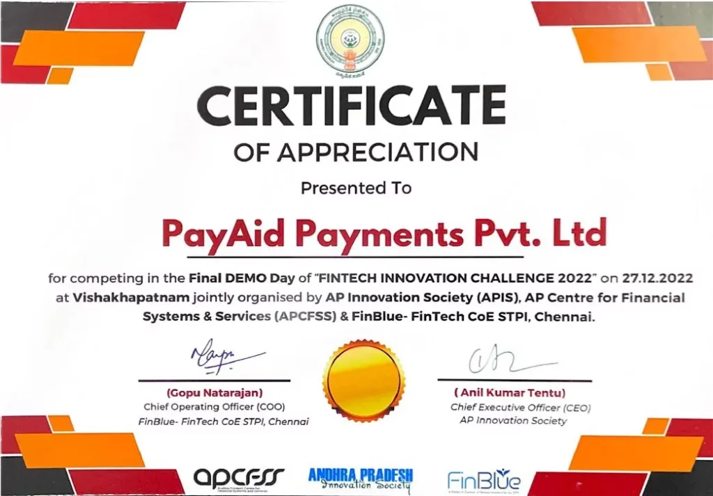 APIS - Certificate of Appreciation